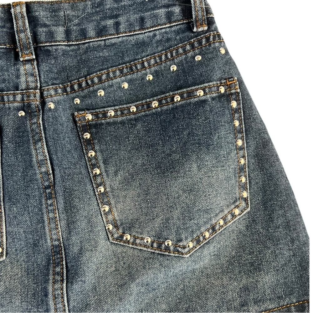 Cali 1850 Denim Mini Skirt with Studded Details - Picture 8 of 11